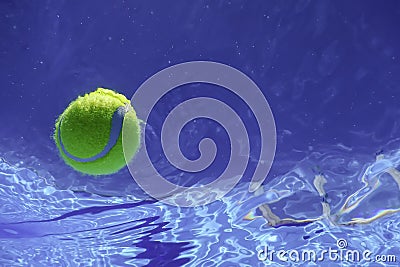 Tennis Summer Concept, Tennis Ball Underwater, Swimming Pool, SummerÂ Tennis Camp Stock Photo